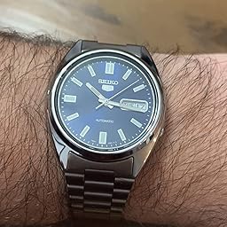 Amazon.com: Seiko SNXS77 Automatic Blue Day Date Dial Silver Steel